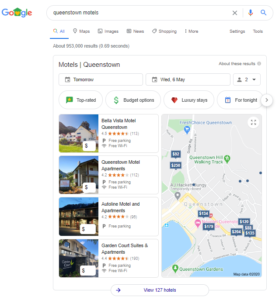 SERP results motels