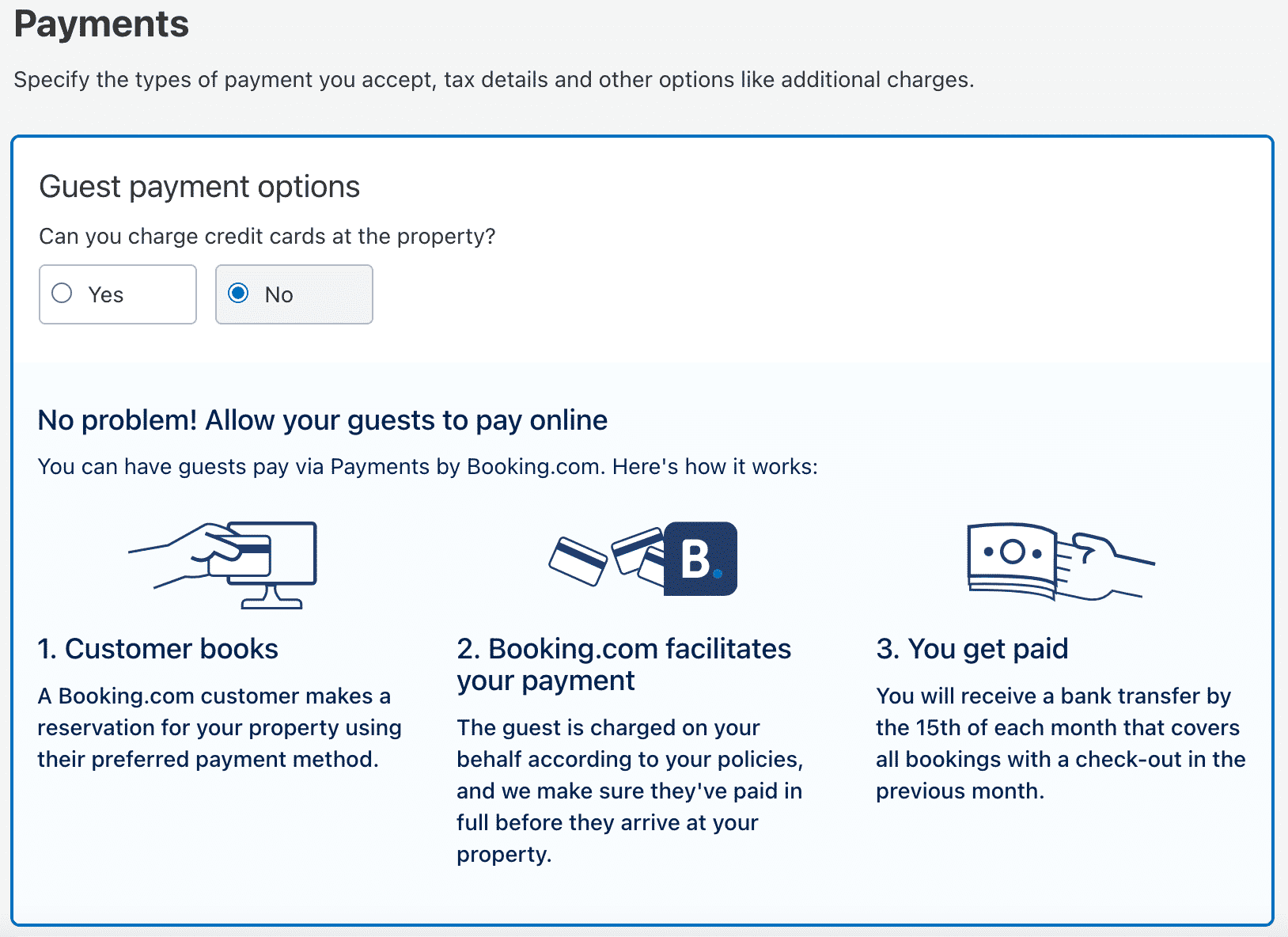 Payments Booking.com Listing Your Property